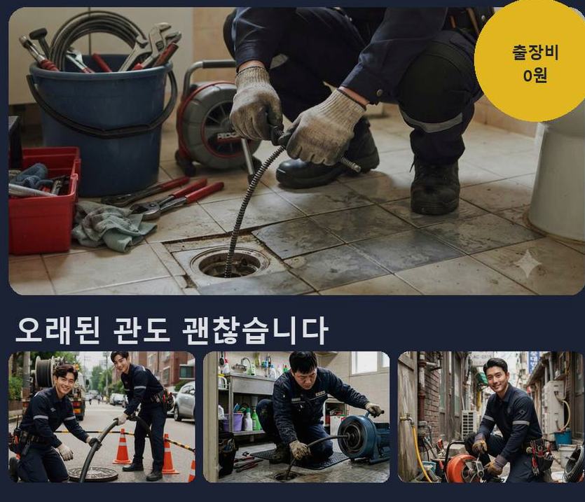 서울 광진구 중곡동 정화조막힘 가격 안내 현장 작업 사진 - 배관해결사