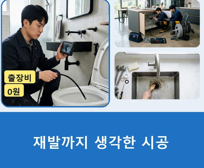 서울 광진구 중곡동 주방 하수구막힘 야간 출동 현장 작업 사진 - 배관해결사