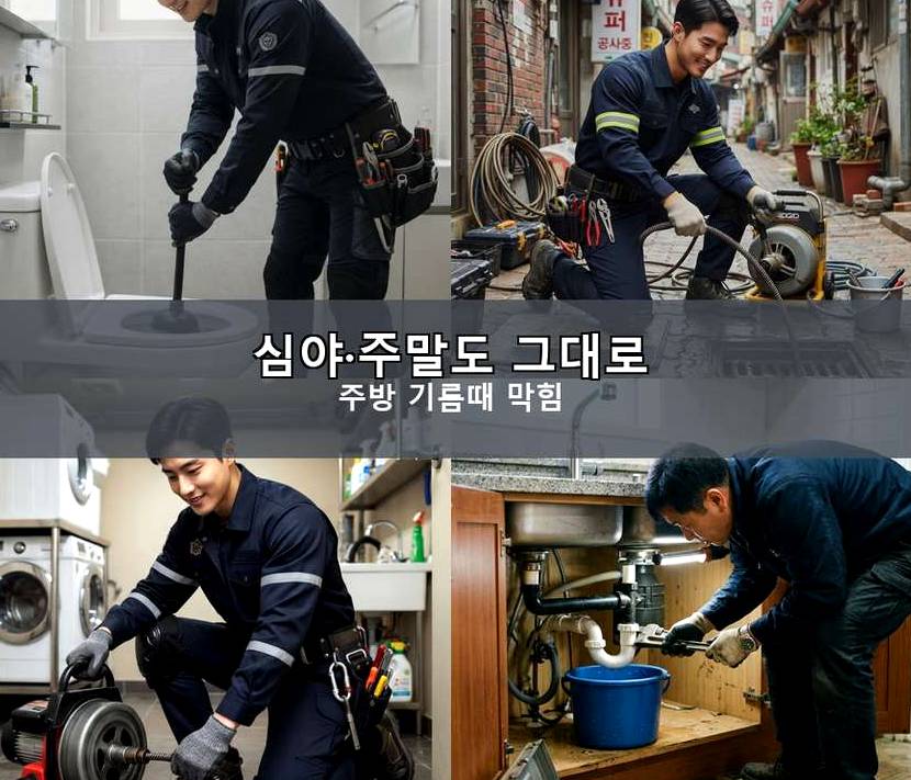 부천시원미구 중동 하수구막힘 빠른 해결 현장 작업 사진 - 배관해결사