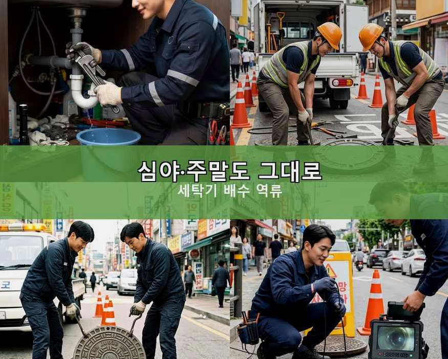 평택시 지제동 하수구막힘 야간 출동 현장 작업 사진 - 배관해결사
