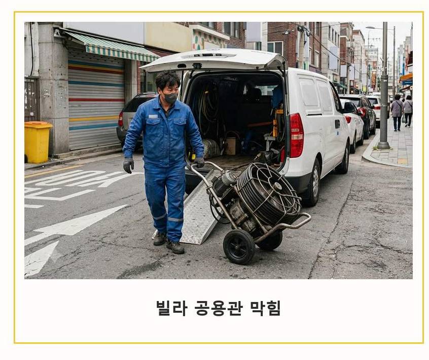서울 용산구 한남동 하수구막힘 고압세척·관통 작업 모습