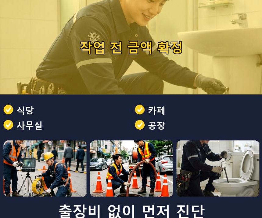 안산시단원구 초지동 배수구막힘 원인 진단 현장 작업 사진 - 배관해결사