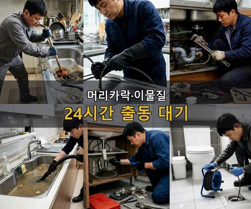 서울 마포구 토정동 하수구막힘 야간 출동 현장 작업 사진 - 배관해결사