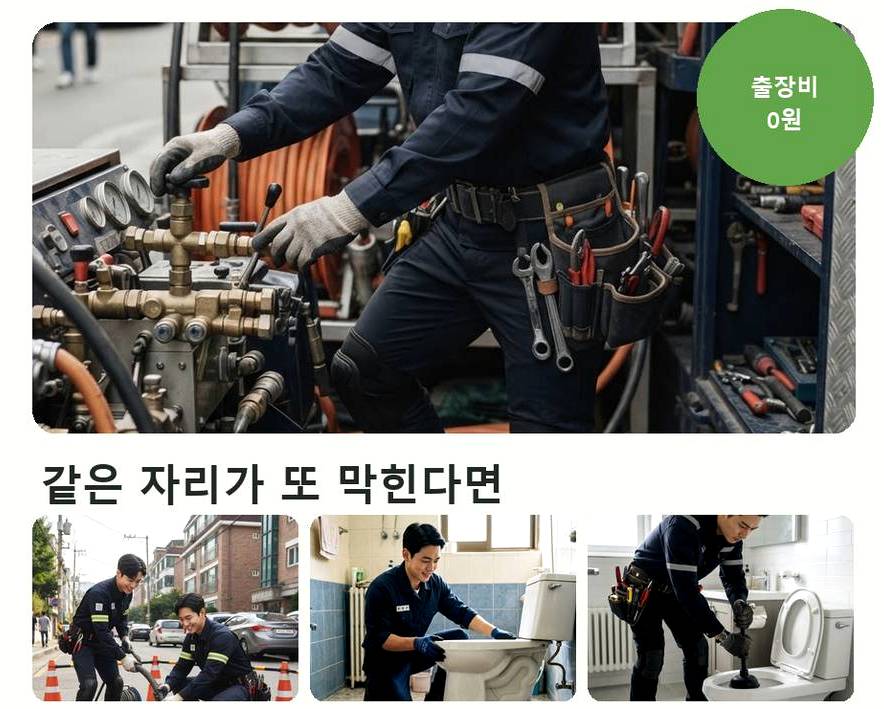 안양시동안구 평촌동 하수구막힘 출장비 무료 현장 작업 사진 - 배관해결사