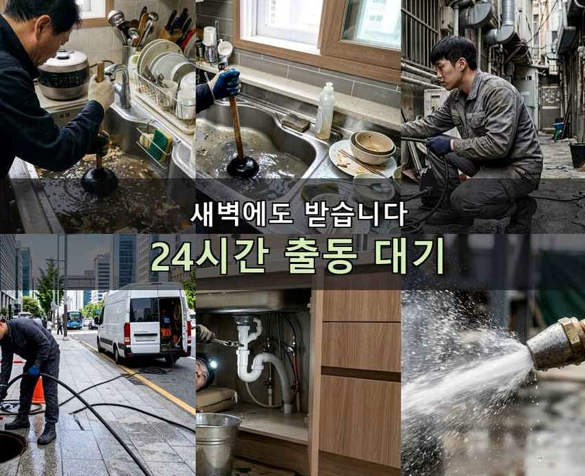 평택시 청룡동 배수구막힘 당일 처리 현장 작업 사진 - 배관해결사