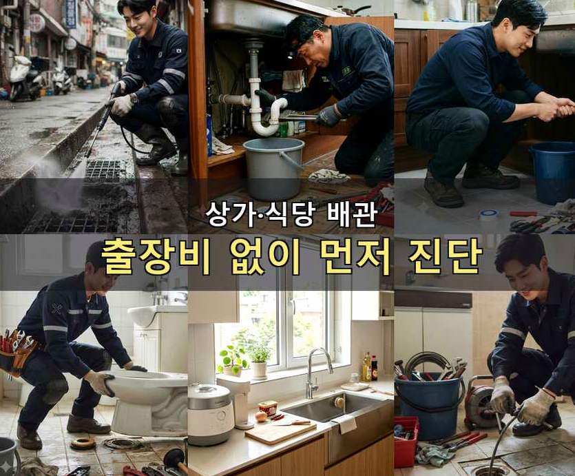 시흥시 포동 하수구막힘 야간 출동 현장 작업 사진 - 배관해결사