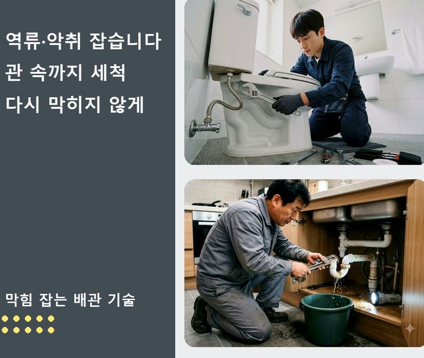안산시단원구 풍도동 하수구막힘 24시 출동 현장 작업 사진 - 배관해결사