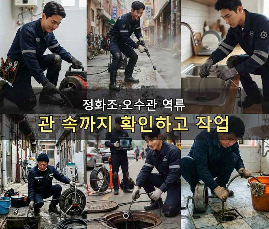 김포시 하성면가금리 하수구막힘 출장비 무료 현장 작업 사진 - 배관해결사