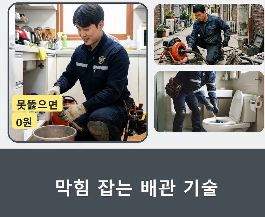 서울 광진구 화양동 배수구막힘 긴급출동 현장 작업 사진 - 배관해결사