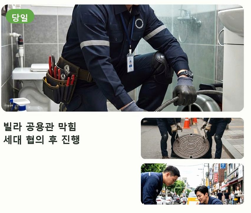 서울 광진구 화양동 화장실 하수구막힘 전문 업체 현장 작업 사진 - 배관해결사