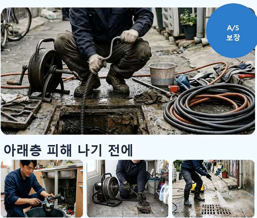서울 용산구 후암동 배수구막힘 비용 현장 작업 사진 - 배관해결사