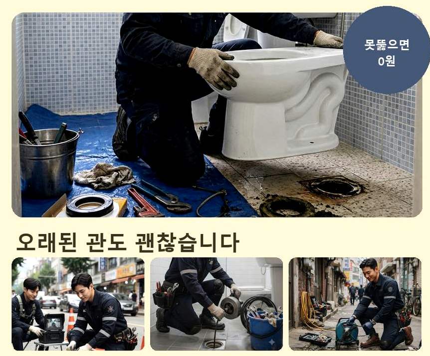 시흥시 도창동 변기막힘 고압세척·관통 작업 모습