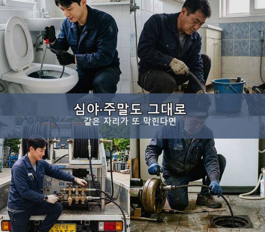 시흥시 방산동 변기막힘 가격 안내 현장 작업 사진 - 배관해결사