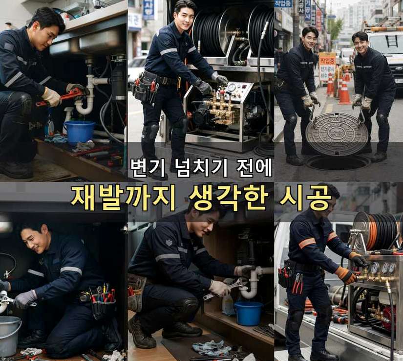 시흥시 안현동 배수구막힘 고압세척·관통 작업 모습
