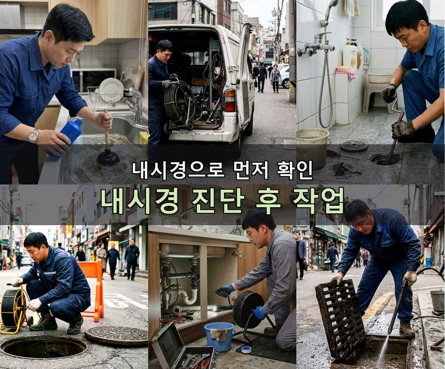 안산시단원구 고잔동 배수구막힘 원인 진단 현장 작업 사진 - 배관해결사