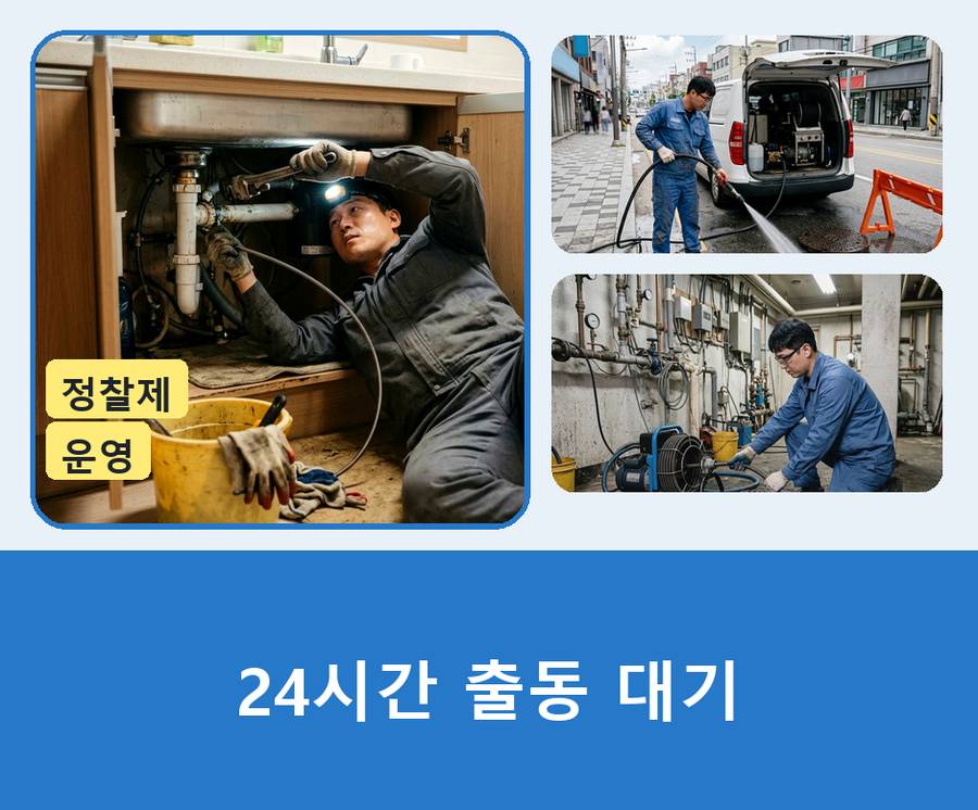 서울 은평구 녹번동 배수구막힘 고압세척·관통 작업 모습