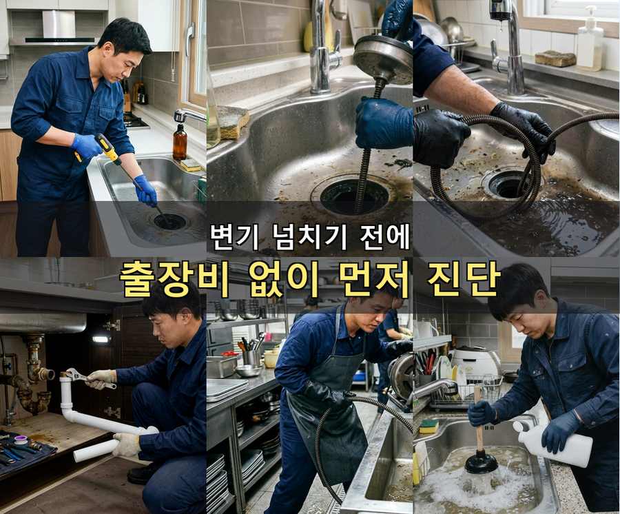 구리시 갈매동 배수구막힘 고압세척·관통 작업 모습