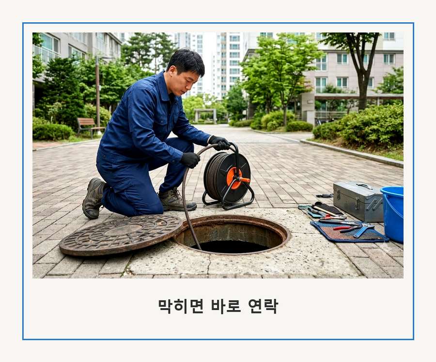 안양시동안구 갈산동 변기막힘 고압세척·관통 작업 모습