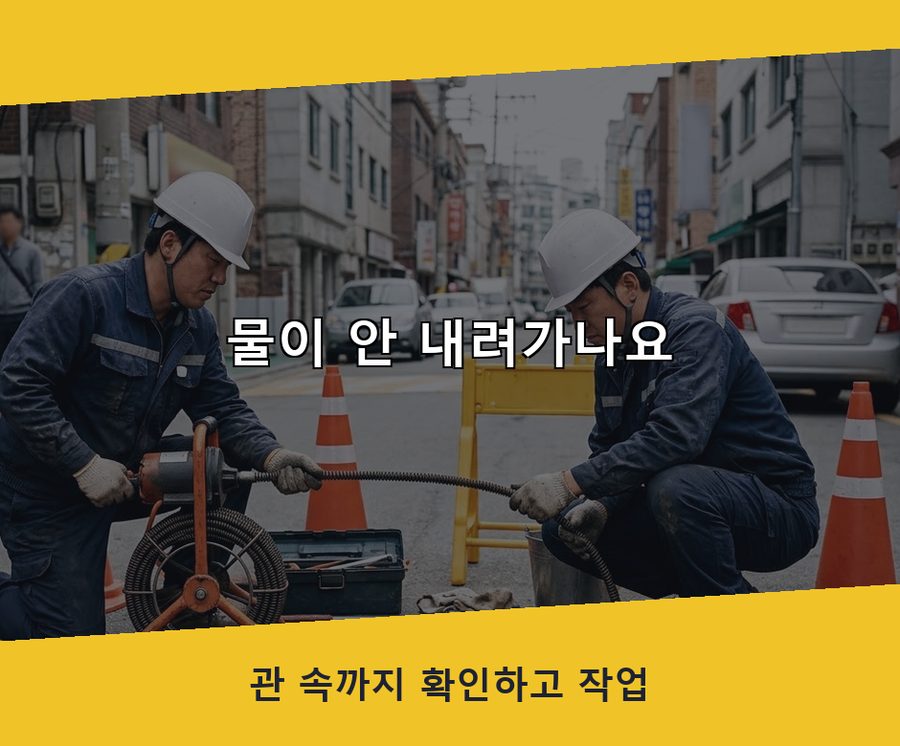 서울 중구 남산동 하수구막힘 고압세척·관통 작업 모습