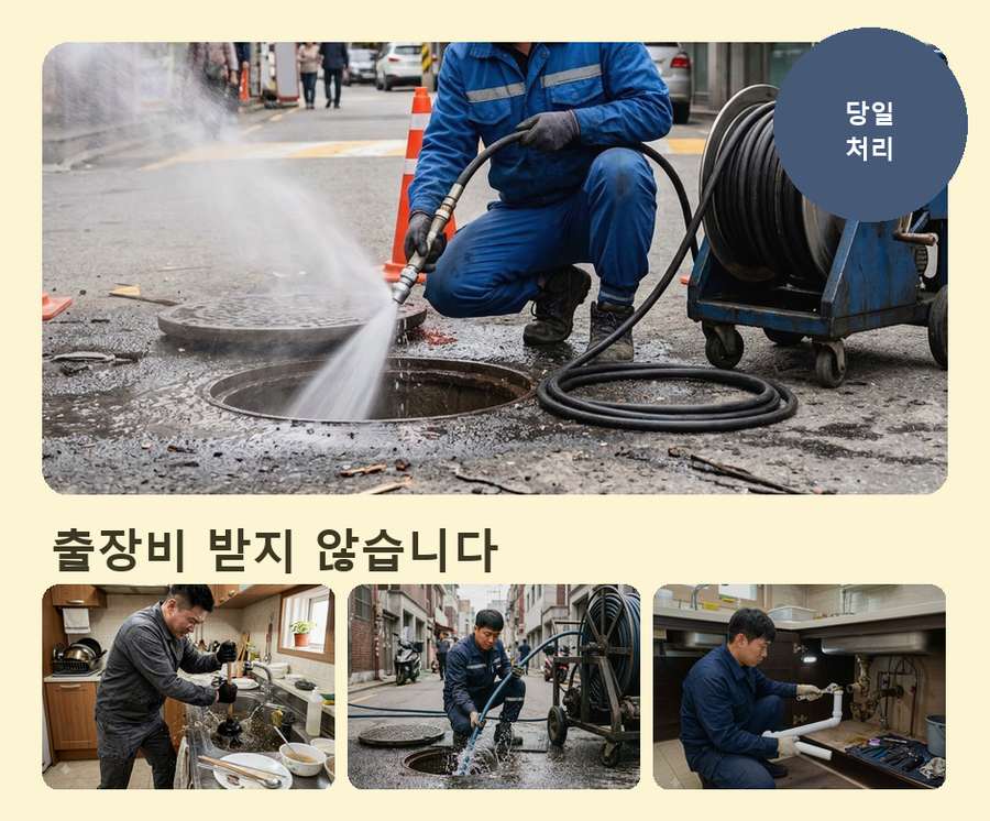 서울 서초구 반포동 싱크대막힘 출장비 무료 현장 작업 사진 - 배관해결사