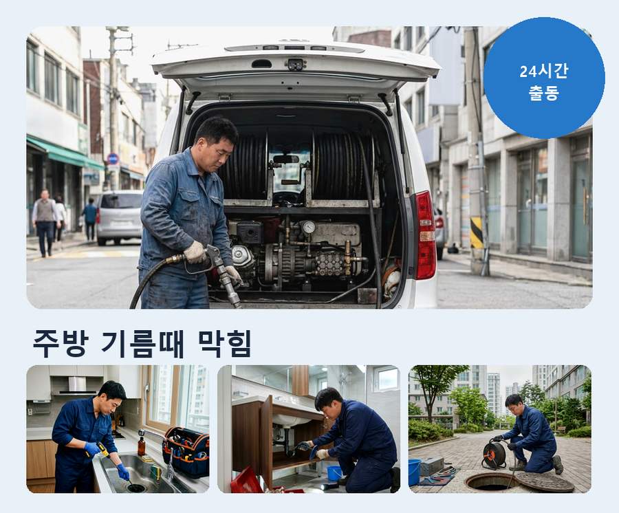 서울 중구 광희동 하수구막힘 전문 업체 현장 작업 사진 - 배관해결사