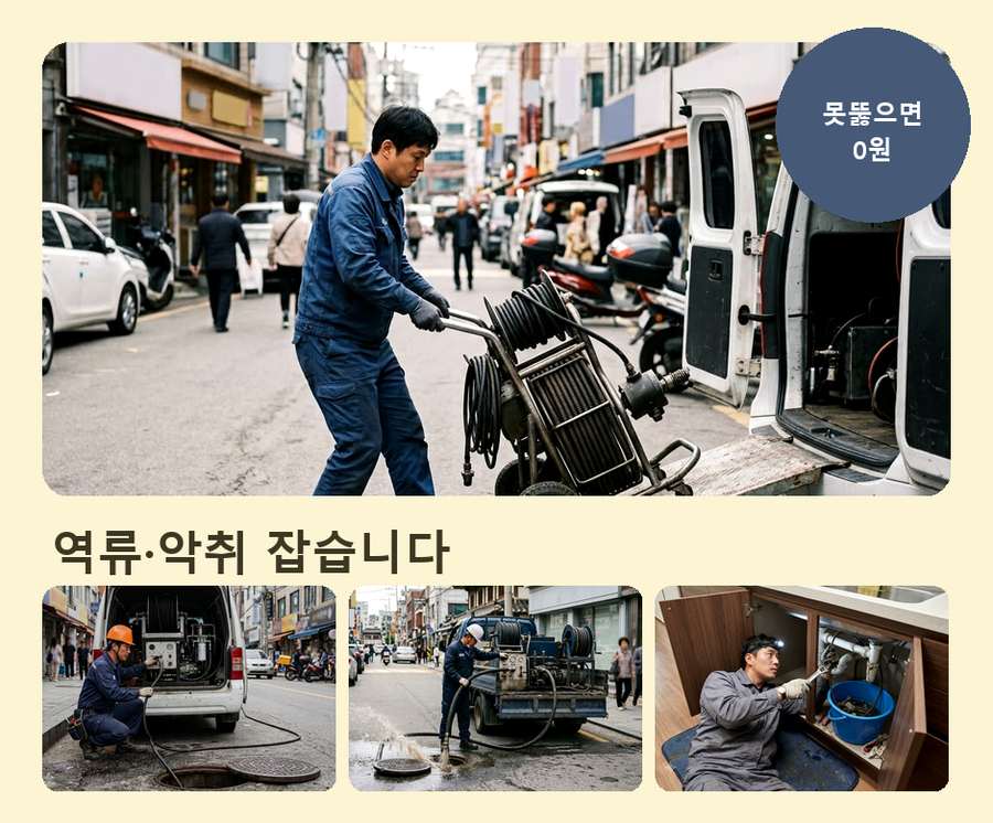 서울 광진구 능동 싱크대막힘 24시 출동 현장 작업 사진 - 배관해결사