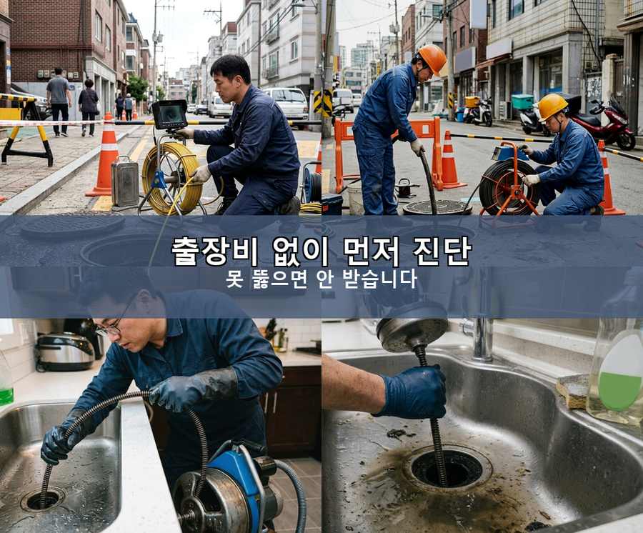 구리시 갈매동 변기막힘 뚫음 현장 작업 사진 - 배관해결사