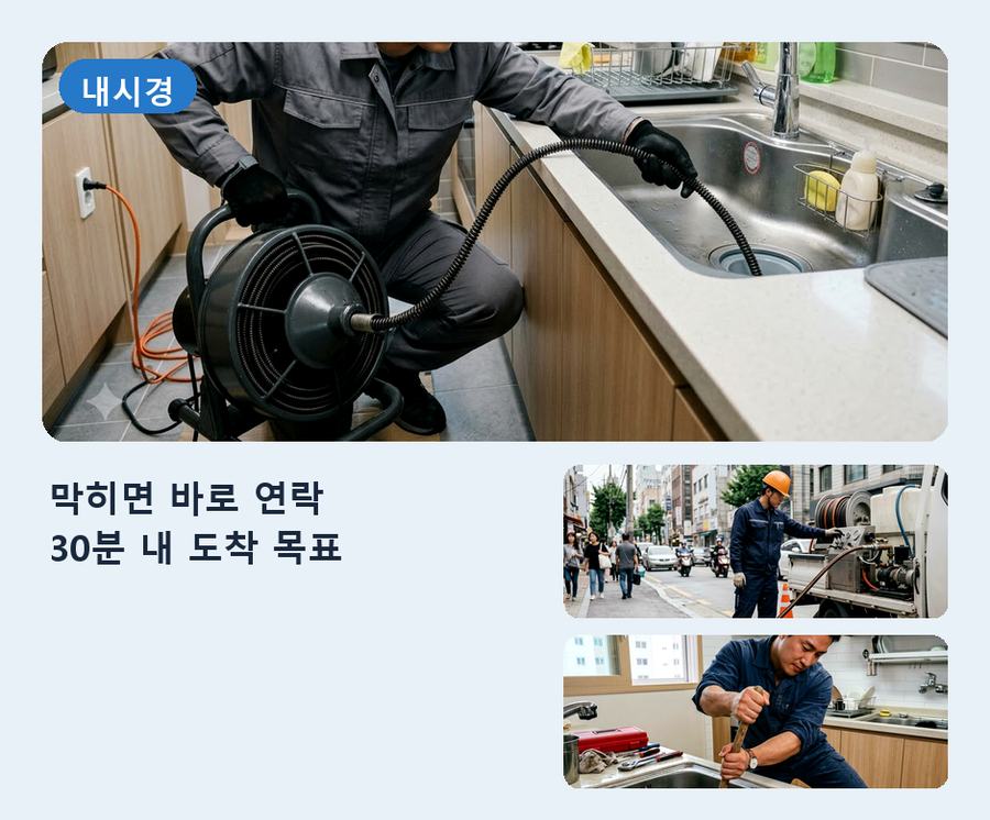 안산시단원구 대부남동 변기막힘 고압세척·관통 작업 모습