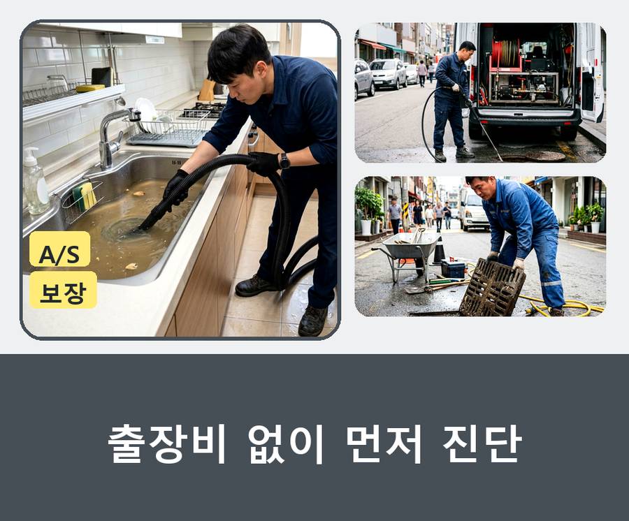 서울 광진구 광장동 배수구막힘 긴급출동 현장 작업 사진 - 배관해결사