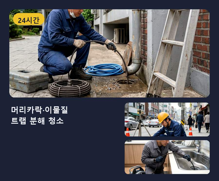 서울 광진구 광장동 변기막힘 원인 진단 현장 작업 사진 - 배관해결사