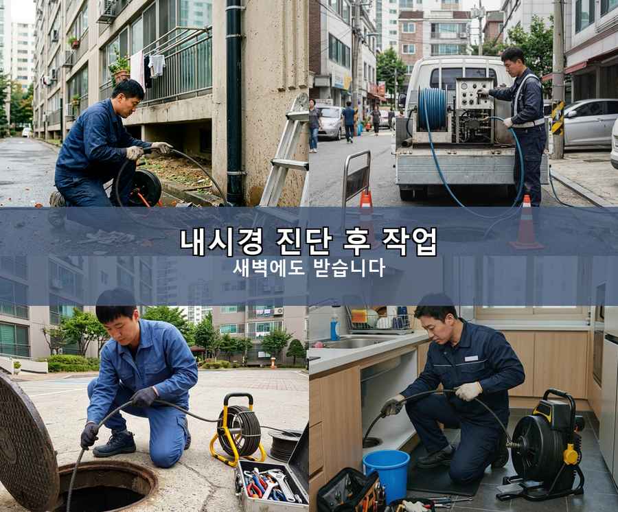 서울 강북구 미아동 변기막힘 고압세척·관통 작업 모습