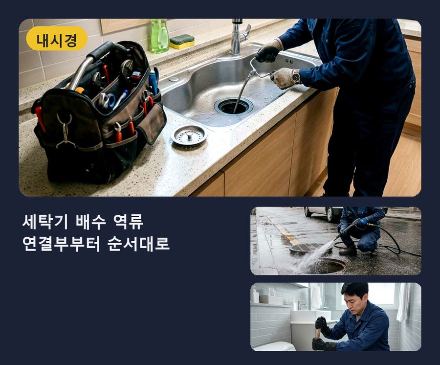 시흥시 계수동 하수구막힘 업체 현장 작업 사진 - 배관해결사