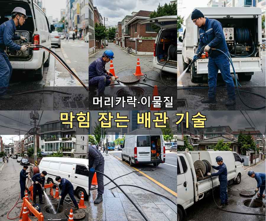 서울 은평구 녹번동 하수구막힘 고압세척·관통 작업 모습