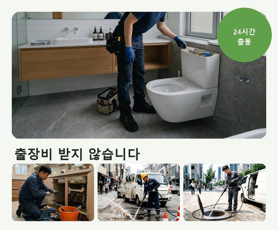 서울 강북구 미아동 변기막힘 뚫음 현장 작업 사진 - 배관해결사