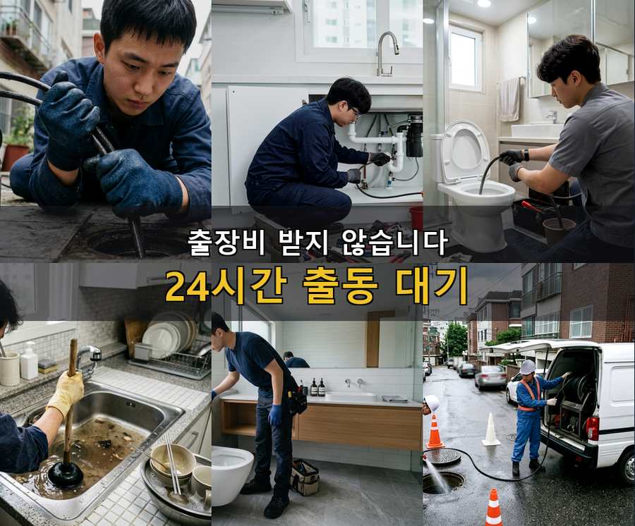 김포시 감정동 변기막힘 고압세척·관통 작업 모습