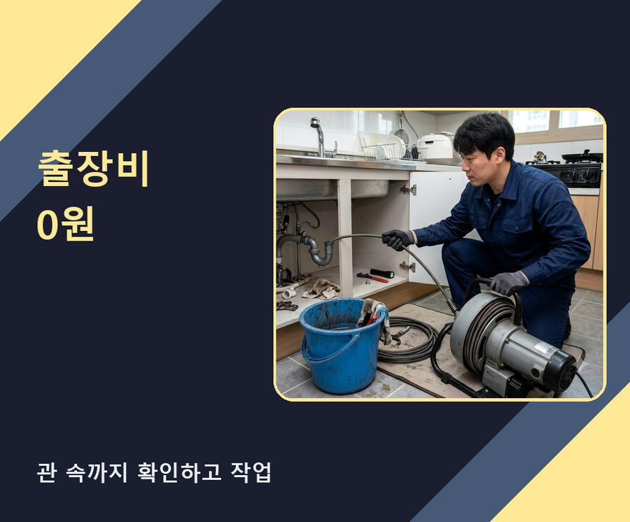 서울 용산구 갈월동 싱크대막힘 고압세척·관통 작업 모습
