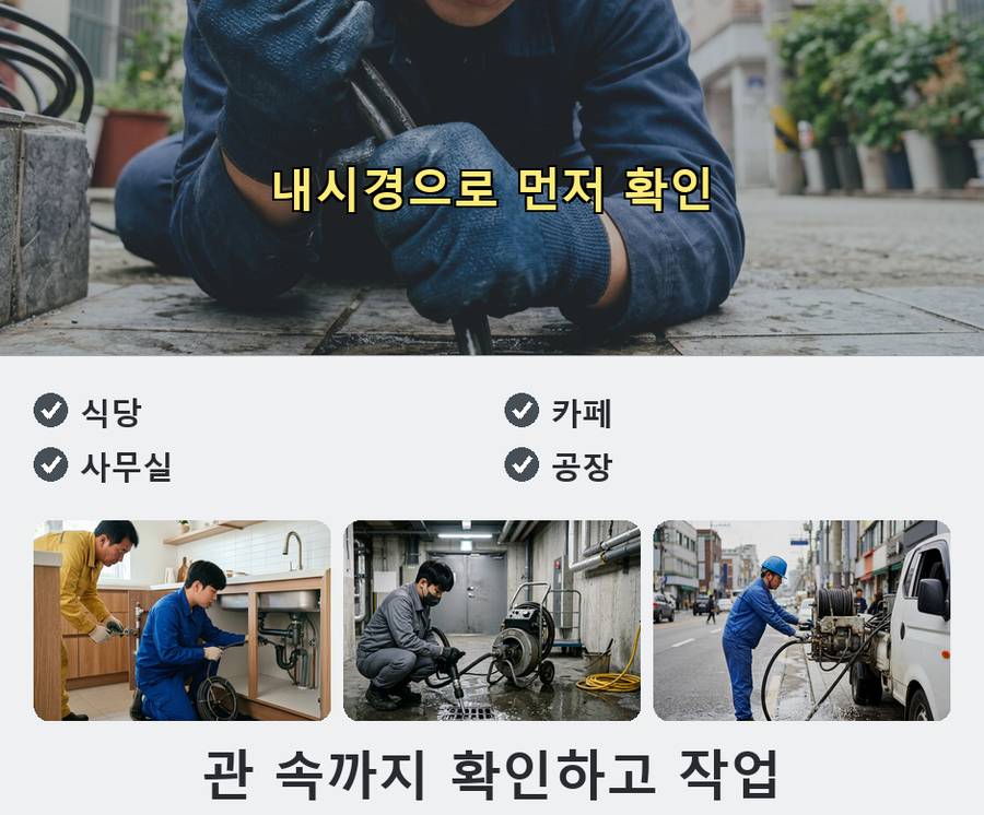 안양시동안구 관양동 배수구막힘 뚫음 현장 작업 사진 - 배관해결사