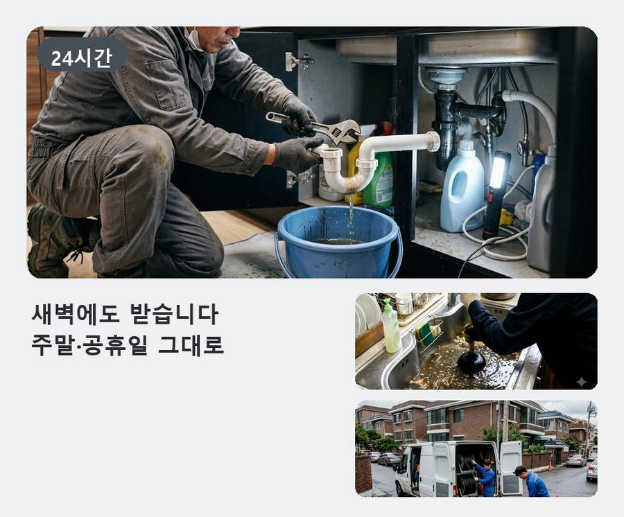 서울 강북구 미아동 배수구막힘 고압세척·관통 작업 모습