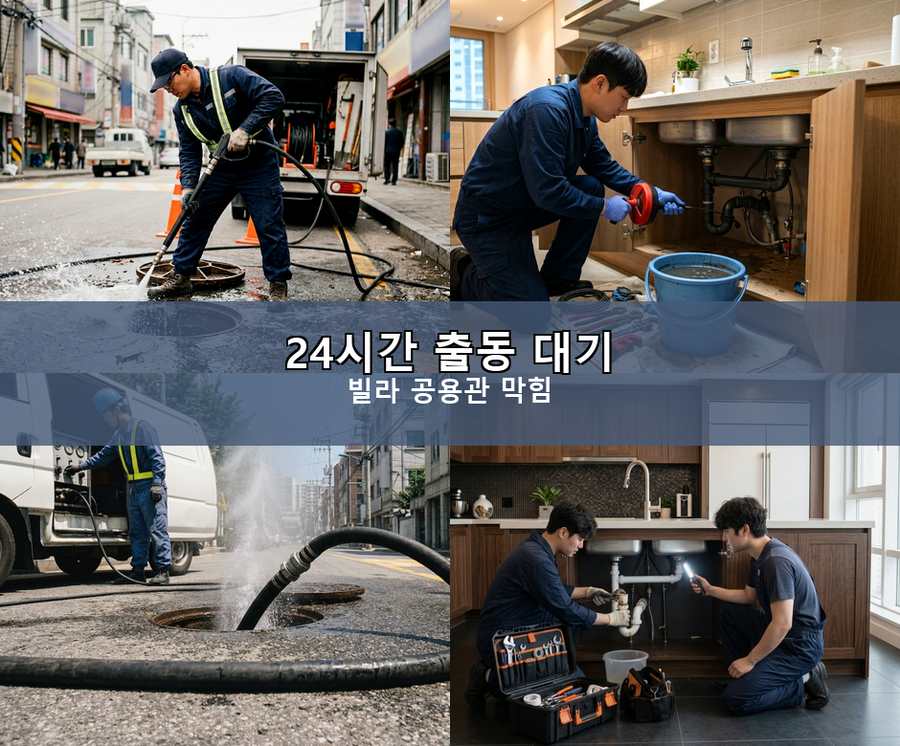 서울 광진구 능동 배수구막힘 당일 처리 현장 작업 사진 - 배관해결사