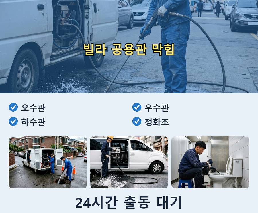 서울 광진구 광장동 변기막힘 고압세척·관통 작업 모습