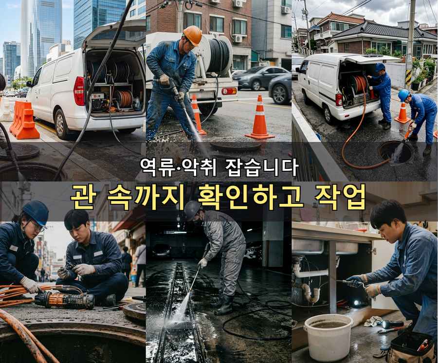서울 강북구 번동 배수구막힘 가격 안내 현장 작업 사진 - 배관해결사