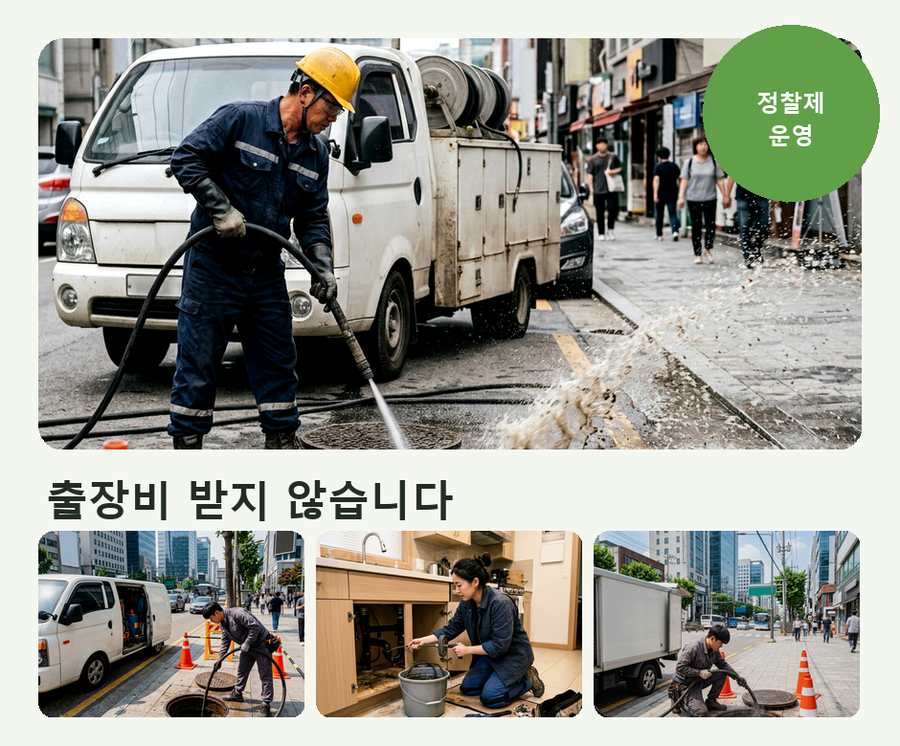 서울 마포구 공덕동 싱크대막힘 고압세척·관통 작업 모습
