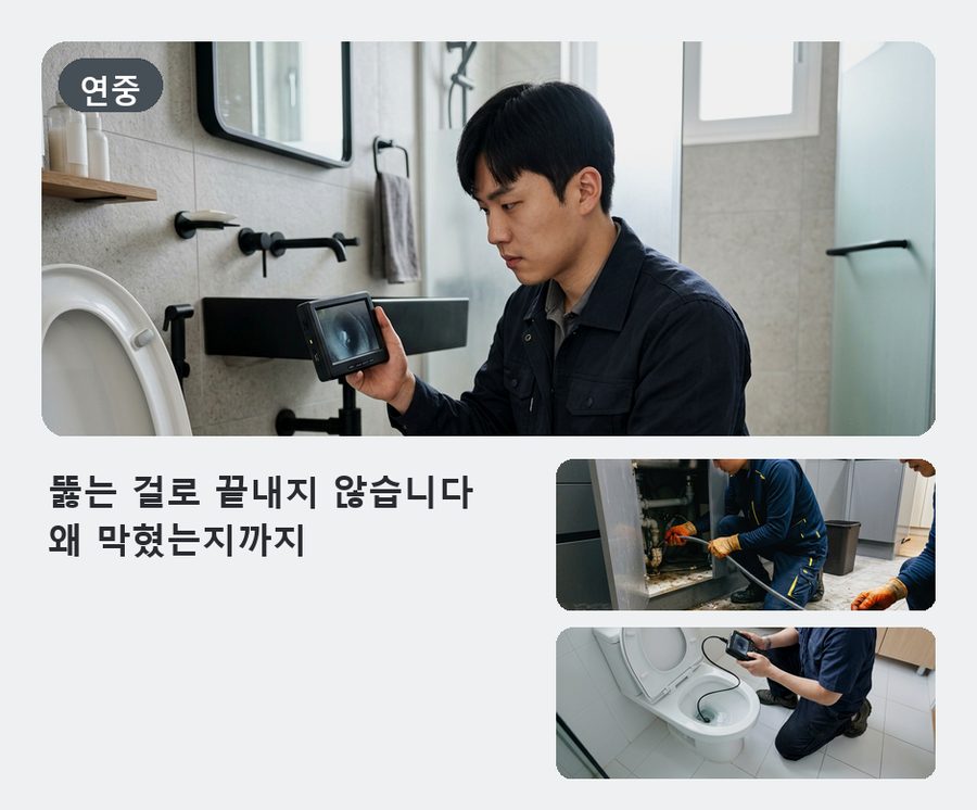 부천시소사구 계수동 하수구막힘 출장비 무료 현장 작업 사진 - 배관해결사
