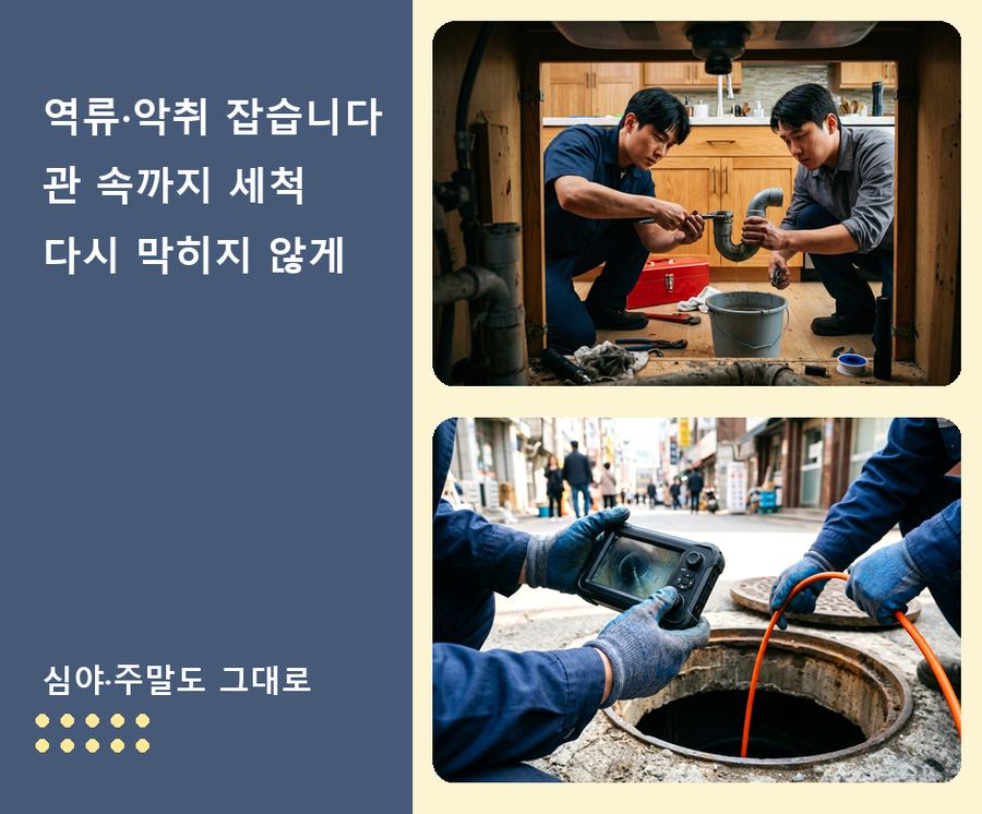 서울 은평구 녹번동 싱크대막힘 고압세척·관통 작업 모습