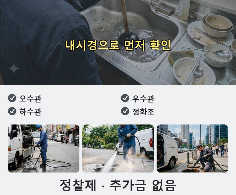 안양시만안구 석수동 하수구막힘 고압세척·관통 작업 모습