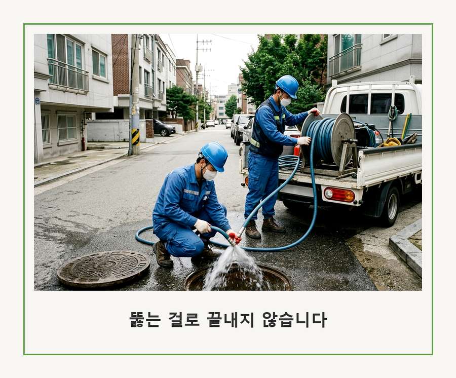 서울 광진구 광장동 싱크대막힘 고압세척·관통 작업 모습