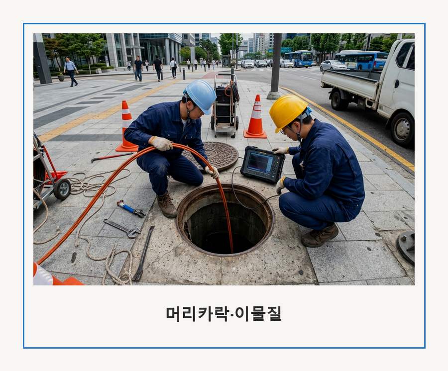 서울 송파구 가락동 싱크대막힘 고압세척·관통 작업 모습