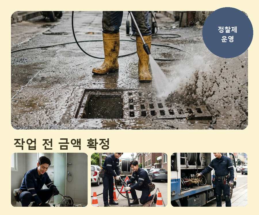 시흥시 계수동 싱크대막힘 고압세척·관통 작업 모습